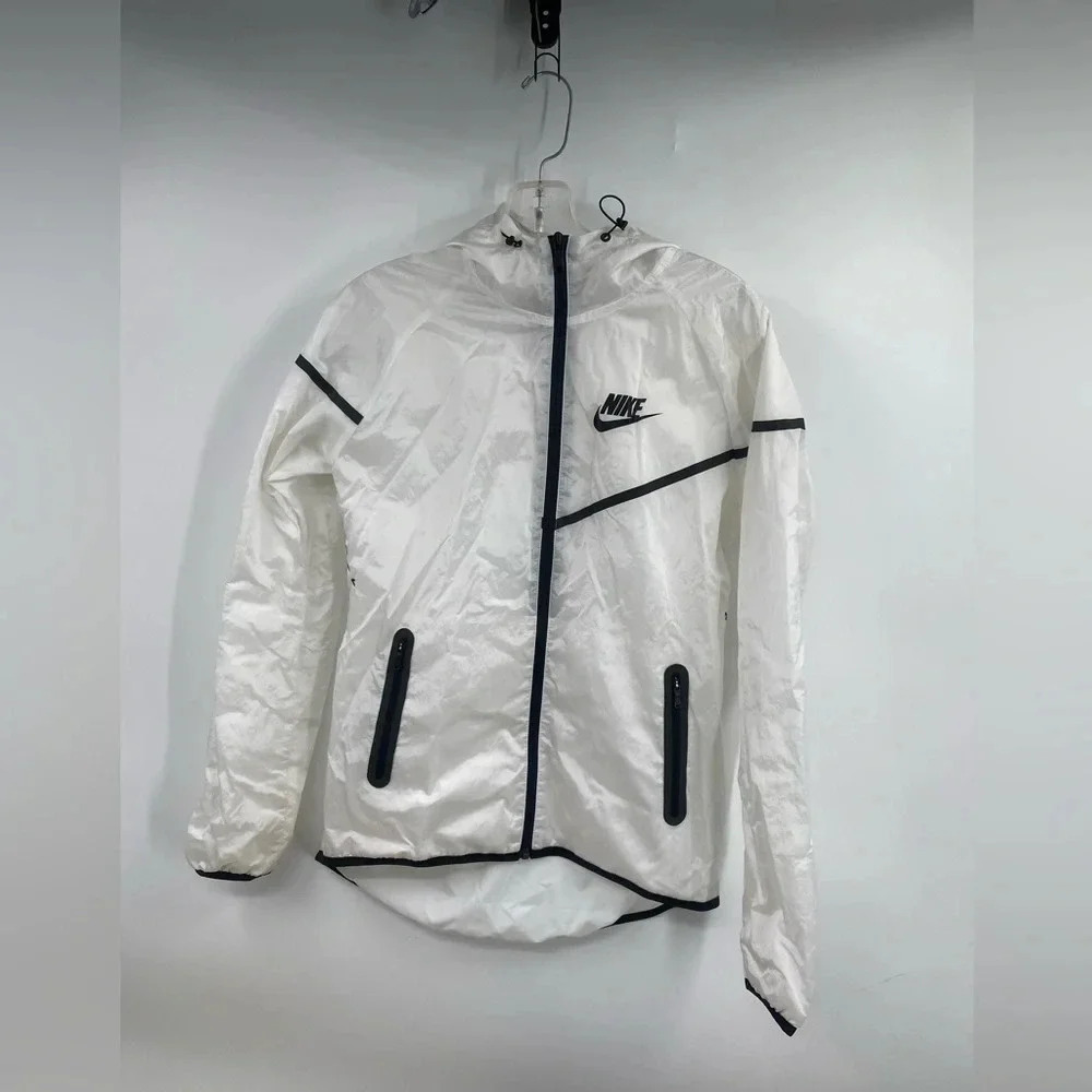 Nike Tech Aeroshield Windbreaker Jacket Sz S White And Black Running Outdoor Gym